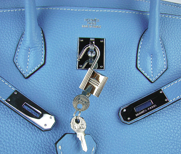 Replica Hermes Birkin 40CM Togo Bag Light Blue 6099 Online - Click Image to Close